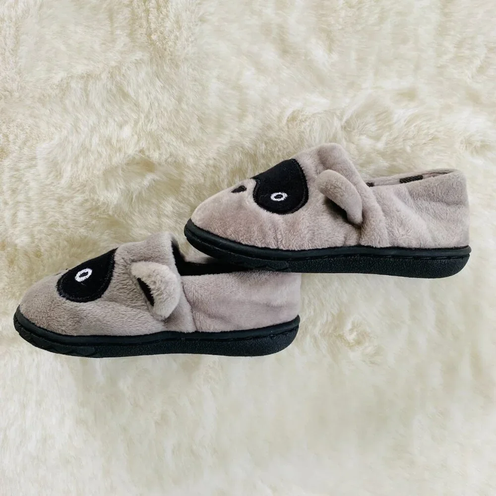 Infant Toddler Fleece Slippers Racoon, Size 5, Excellent Condition